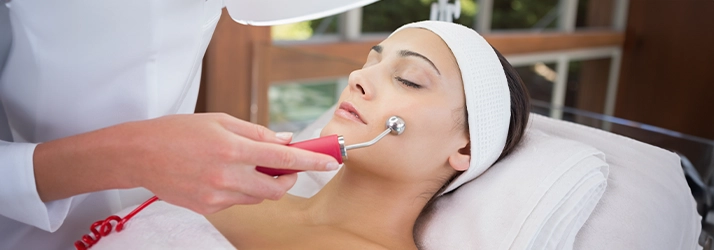 Med Spa Dickinson TX Lady Receiving Radio Frequency Facial